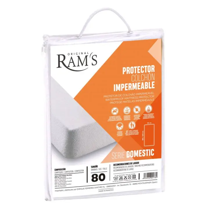 Plaza Tres Aguas - Protector colchon impermeable ajustable antiácaros transpirable 100% Microfibra de poliéster 80-150cm X190/200 - 1