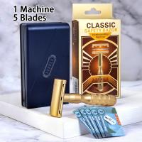 JiFULI Cuchilla De Seguridad Clásica Para Hombres Con Mango De Aleación De Aluminio 1 Máquina 5 Hojas Duras Y Duraderas Afiladas Rasurador - details 8