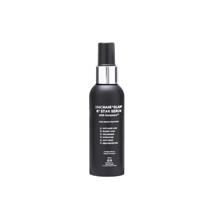 UNICSKIN - UNICHAIR GLAM 6 STAR SERUM - Sérum Bifásico Anticaída, Protector de calor y contaminación - Combate el encrespamiento y aporta suavidad - 1