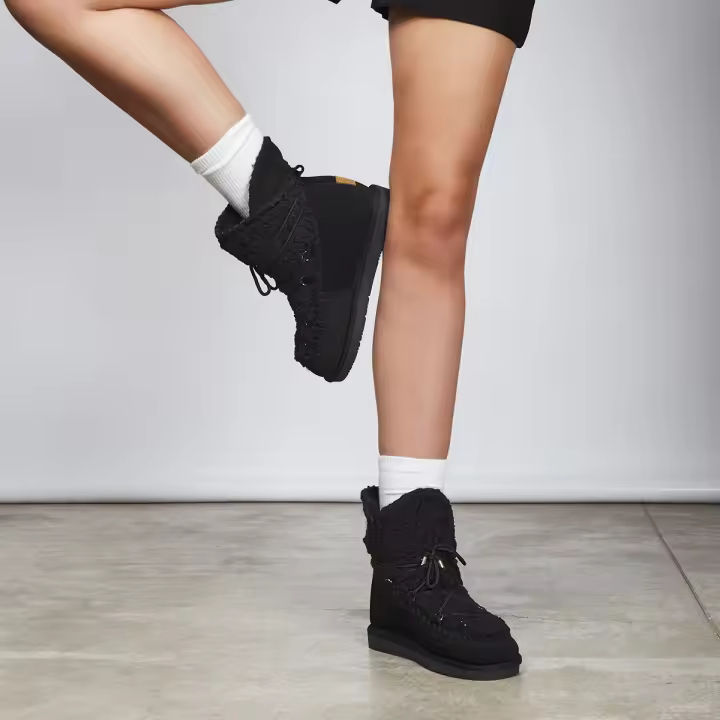Botas Gioseppo Estilo Australiano Negras con Borrego para Mujer - 1