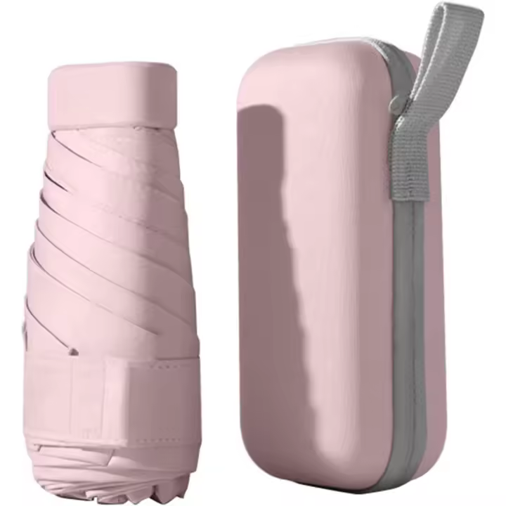 Mini Paraguas de viaje plegable, accesorio con funda de cápsula, compacto, resistente al agua, 6 unidades - 1
