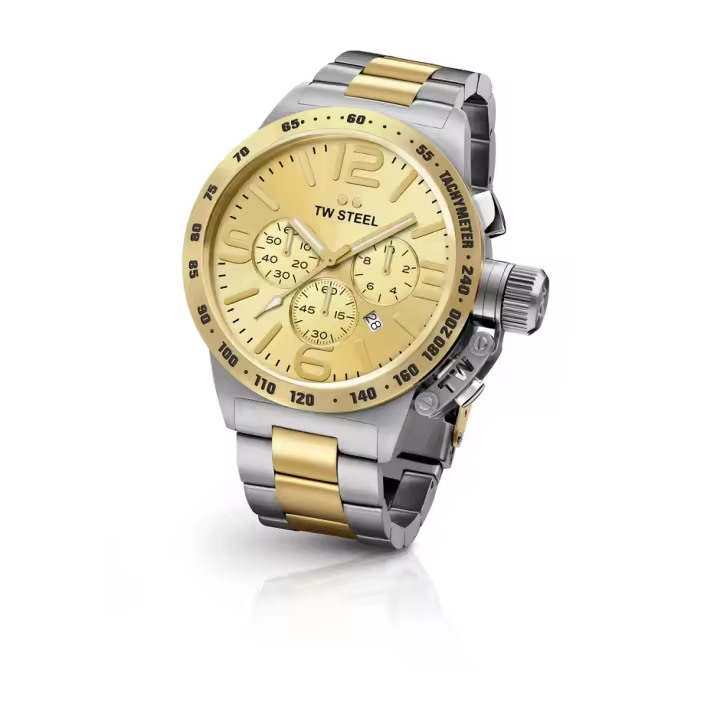 Reloj TW Steel Previous CB54 de Acero Inoxidable 316L con Bisel Dorado y Taquímetro - 1