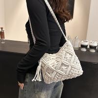Bolso De Hombro Boho Chic Hecho a Mano Para Mujer Algodón Tejido Con Cierre De Cremallera Y Detalles De Borla Bolso De Playa Para Viajes Y Salidas Casuales - details 1