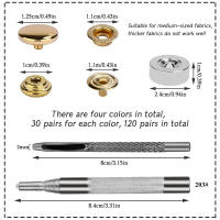 Kit De 120 Piezas De Botones De Metal 12.5mm Con Herramientas De Instalación Y 4 Colores Para Cuero Y Material Similar - details 0