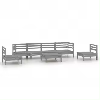 VIDAXL 3082549 juego de sillones y mesa para jardín de 6 plazas madera de pino maciza gris - 1