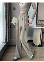 Pantalones Anchos De Pierna Para Mujer Cintura Alta Botones Elegante Minimalista Primavera Verano Sueltos Rectos De Poliéster - details 18