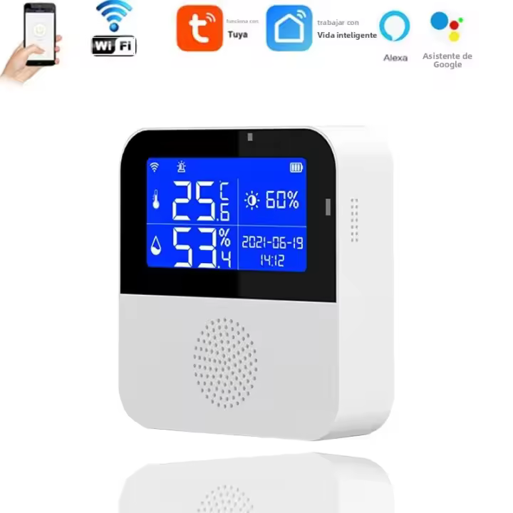 Sensor De Temperatura Y Humedad WiFi Tuya Con Probing Externo Pantalla LCD Monitoreo Remoto APP Termómetro Higrómetro Para Interior Recargable USB - 1