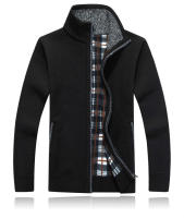 Chaqueta De Lana Gruesa Para Hombre Otoño Invierno Azul Claro Manga Larga Cierre Completo Cardigan De Fleece Talla Grande Ropa Casual - details 8