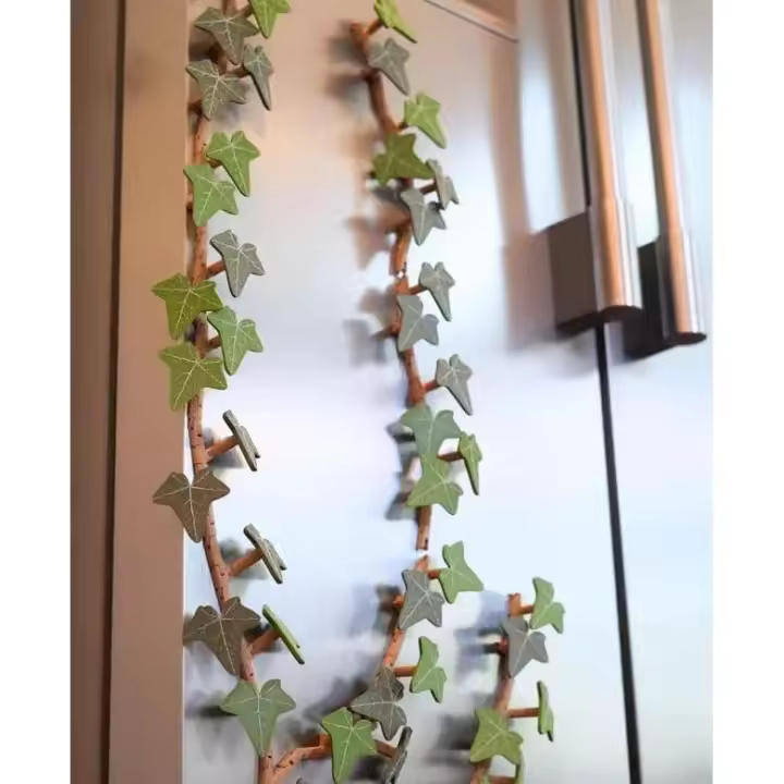 Imán de hiedra para nevera con tallos articulados, bonitos imanes de plantas, imanes decorativos, enredaderas de hiedra artificiales con impresión 3D para amantes de las plantas (verde - 1