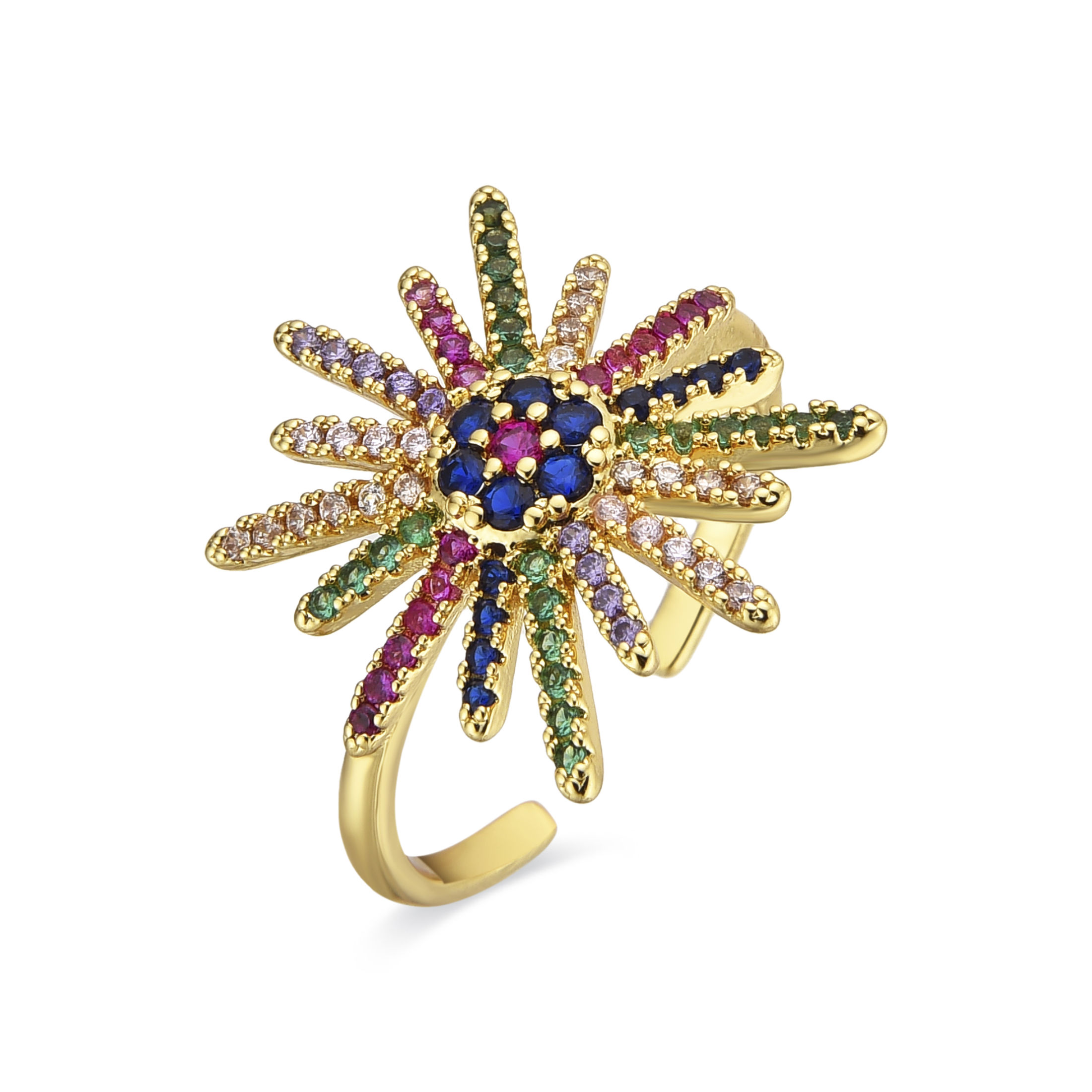 Anillo Luxenter con Circonita Multicolor acabado oro 18k - Daob