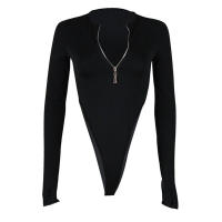 Traje De Mujer Largo Con Cierre De Cremallera Y Collar Redondo Color Sólido Slim Fit Estilo Hot Sweet Mini Traje De Verano - details 0
