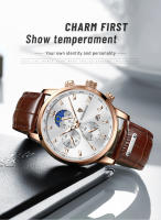 Reloj LIGE Para Hombre Militar Moda Cronógrafo Deportivo Impermeable Con Fase Lunar Cuarzo Cuero Resistente Al Choque Display De Roman Numeral - details 0