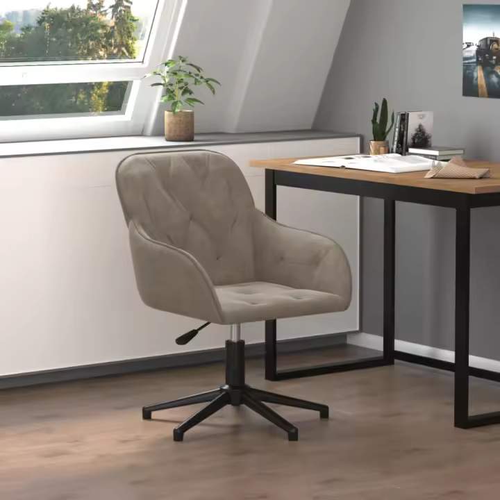 vidaXL Silla de oficina giratoria de terciopelo gris claro - 1