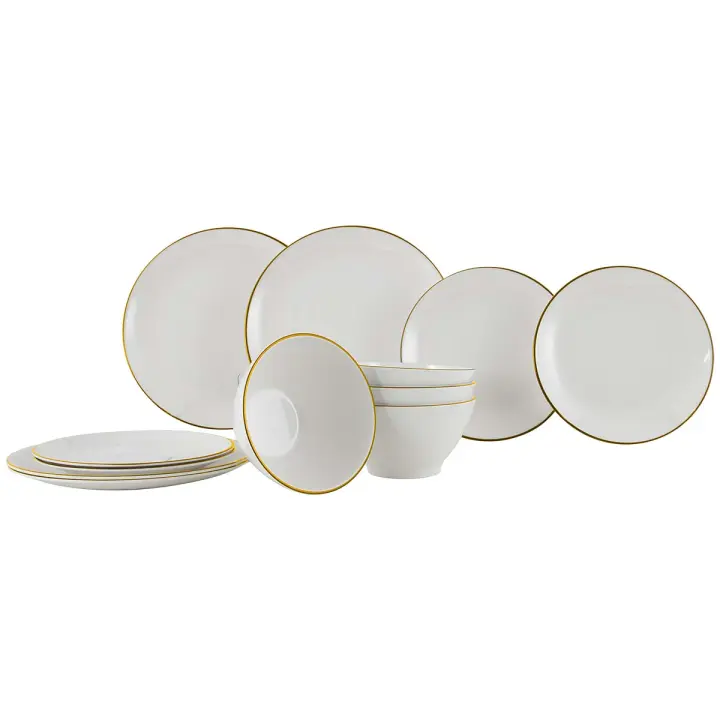 Gimex - Linea Line - Vajilla - Oro - 12 Piezas - 1