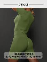 SSITO Nuevo conjunto de Pantalones cortos de manga cortos de Yoga de color sólido de melalgodón sin costura para correr, deportes y Fitness conjunto de Dos piezas - details 2
