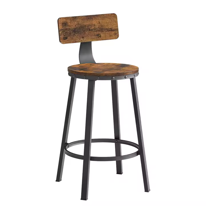 VASAGLE Taburetes de Bar, Juego de 2, taburetes de Bar, sillas de Cocina con Marco de Metal, Altura del Asiento 62,5 cm, fácil Montaje, diseño Industrial, Vintage marrón-Negro - 1