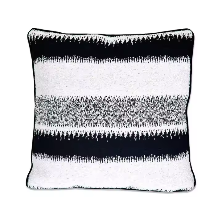 Presume de Casa Cojín Relleno Estampado Franjas Blancas Negras Marlene - Poliester 45*45*10 - 1