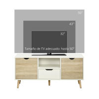 HOMCOM Mueble de TV con Cajón 2 Puertas y Compartimiento Mesa para TV para Televisores de hasta 50 Pulgadas Aparador de Salón para Dormitorio 110x40x50 cm Blanco y Natural - details 5