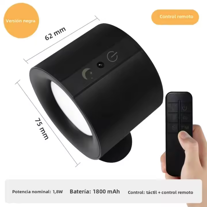 Luz De Pared LED Magnética Mini Doble Cabeza Negra/Blanca Con Control Remoto Iluminación Ambiente Dormitorio Emergencia Contemporánea Para Cocina Comedor Estudio Baño - 1