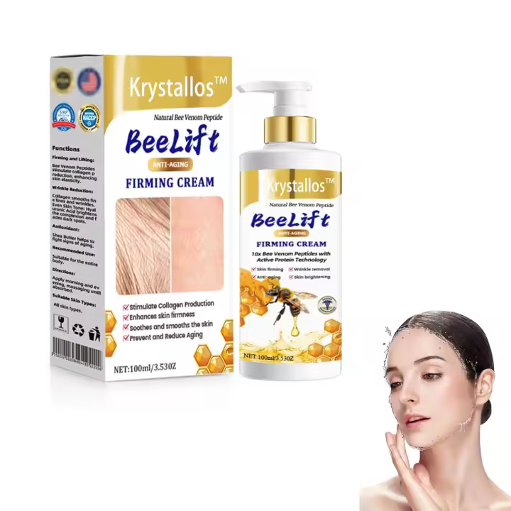 Crema reafirmante BeeLift antiedad con péptidos de veneno de abeja, antiarrugas y reparadora, hidratante facial y corporal 24 horas, para todo tipo de piel, para mujeres (3 unidades, 100 g) - 1