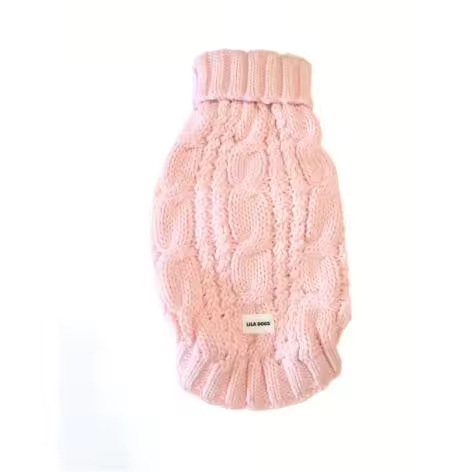 Jersey de lana para perro. Lana. Elástico, con cuello alto y con mangas. Color Rosa. Marca Lila Dogs - 1
