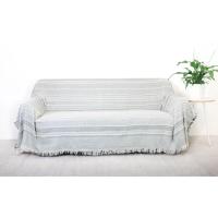 Colcha multiuso 85% algodón reciclado 15% poliéster diseño rayas gris liso - details 0