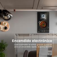 EVVO Placa de Gas V35 Glass, 2 quemadores (Wok + semirrápido), 3,6 kW, Gas Natural/Butano, Cristal templado - details 1
