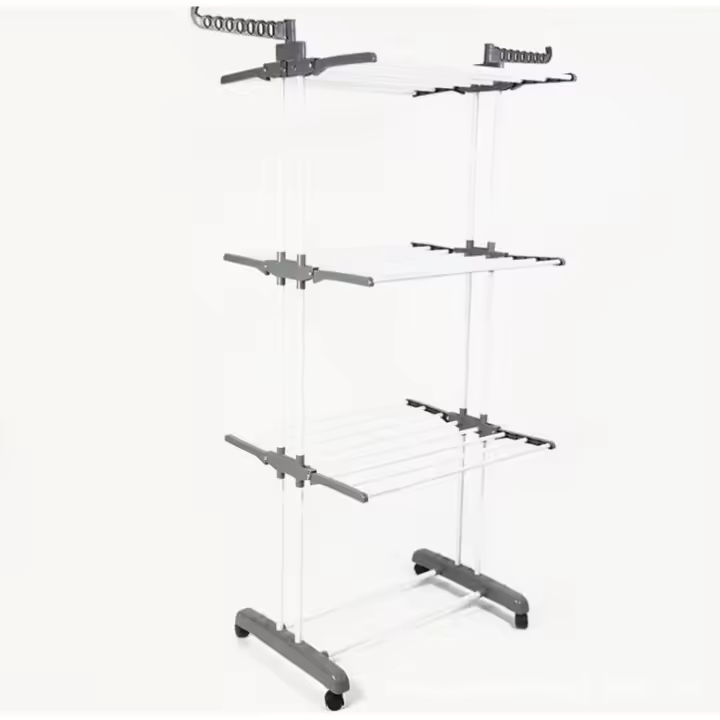 TENDEDERO vertical Percheros De Pie CON RUEDAS TIPO TORRE ,Estante de secado de ropa , colgador de ropa con varillas plegables, almacenamiento compacto, soporte grande, stante de secado de ropa de 3 niveles - 1