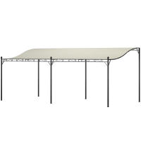 Outsunny Pérgola de Pared 6x3 m Cenador Gazebo con Techo de Poliéster Impermeable y Estructura Metálica Pabellón para Patio Terraza Balcón Crema - details 0