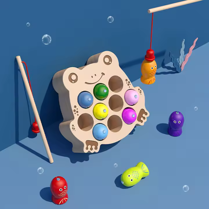 Juego De Pesca Magnético De Madera Para Niños Juguetes Inteligentes Montessori De Desarrollo Motor Fine Y Juego De Rol Tema Animales Y Naturaleza Regalo Para Niños Y Niñas - 1