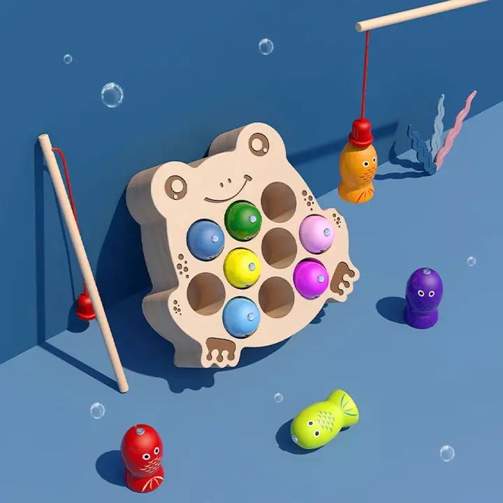 Juego De Pesca Magnético De Madera Para Niños Juguetes Inteligentes Montessori De Desarrollo Motor Fine Y Juego De Rol Tema Animales Y Naturaleza Regalo Para Niños Y Niñas - 1