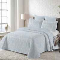 Juego de Cama (Colcha Reversible Azul Claro + 2 Fundas) - Tejido 100% Algodón Suave | Diseño Minimalista y Sobrio, Ideal Dormitorios Nórdicos/Modernos | Lavado Fácil Antiarrugas - details 0
