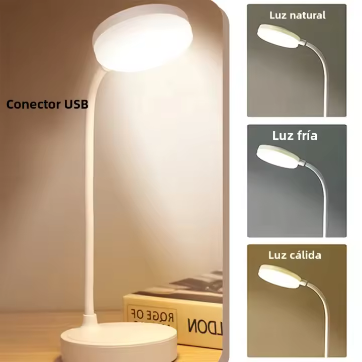Lámpara De Escritorio LED Portátil Con Cable USB Luz De Mesa Soporte 3 Colores Sin Destello Protección Ocular Para Dormitorio Lámpara De Borde - 1