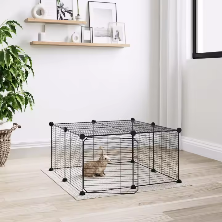 vidaXL Jaula para mascotas de 12 paneles puerta acero negro 35x35cm - 1