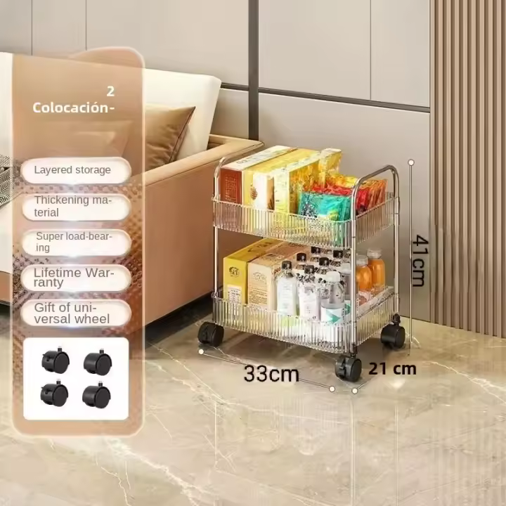 Carro De Acrílico Con Ruedas Ecológico De Tres Capas Para Almacenamiento En Sala De Estar Baño Capacidad Grande Organizador De Cosméticos Para Cocina Y Dormitorio - 1