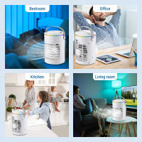 Aire acondicionado portátil, mini enfriador de aire 3 en 1, ventilador silencioso, 3 velocidades, 2 modos de pulverización, 600 ml, con asa, ideal para dormitorio y oficina, anillo de luz ambiental. - details 17
