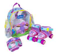 Mochila de Patines Infantiles mini Roller de 4 ruedas tallas 24-29 y Protecciones, con diseños exclusivos de Peppa Pig (9083) Compuesto por rodilleras . Set completo y seguro. Calidad al mejor precio. De acuerdo a la normativa CE. +3 años - details 0