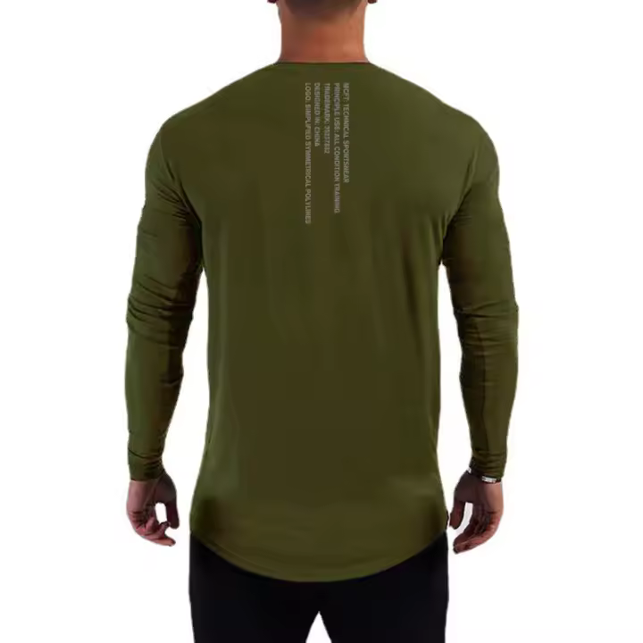 Gym Cotton Long Sleeve T-shirt Men Fitness Workout Slim Fit T Shirt Bodybuilding Sports Training Tee Tops Autumn Casual Clothing - 1