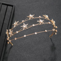 Diadema De Estrella Barroca Brillante Para Mujeres Con Doble Capa Y Hexagrama Accesorio De Boda Hecho a Mano Anillo De Pelo Delgado - details 5