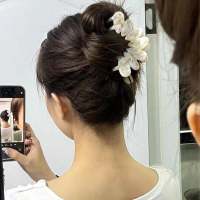 Pinza De Pelo Elegante Y Moderna De Acrílico 1 Pieza Con Diseño De Pétalos Y Cierre Parcial Claw Shark Accesorio Para Mujer - details 3