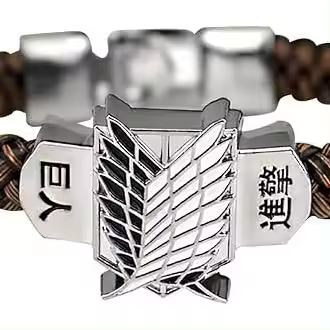 Collar de dibujos animados agresivos, pulsera con insignia del cuerpo de reconocimiento de dibujos animados, pulsera tejida con cordón de cuero para cosplay, pulsera de atmósfera avanzada para fanáticos del anime. - 1