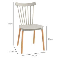 HOMCOM Juego de 4 Sillas de Comedor Estilo Nórdico Sillas de Cocina con Respaldo Alto Asiento de Polipropileno y Patas de Madera de Haya Carga 120 kg 48x52,5x83 cm Gris - details 2