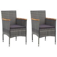 vidaXL Sillas de comedor de jardín 2 unidades ratán sintético gris - details 0
