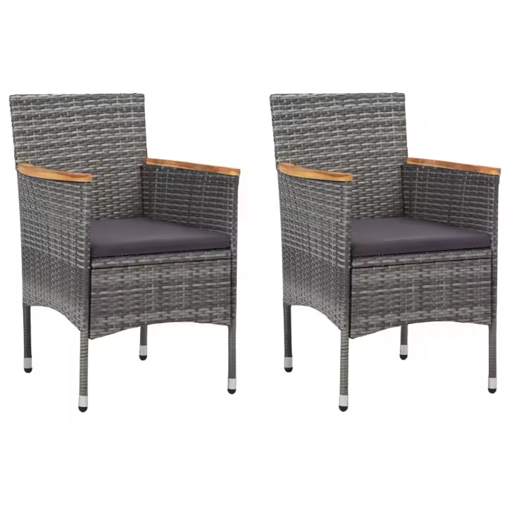 vidaXL Sillas de comedor de jardín 2 unidades ratán sintético gris - 1