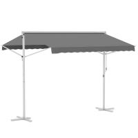 Outsunny Toldo de Pie Independiente 300x295x255 cm con Manivela Doble Cara Ángulo Ajustable Portátil Protección Solar para Jardín Terraza Patio Gris - details 0