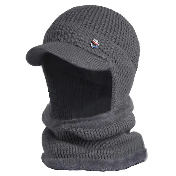 Verde - Conjunto de 2 Uds de Gorro y Bufanda de Invierno para Hombre - Gorro Grueso con Visera y Orejeras - Gorra de Béisbol a Prueba de Viento - 1