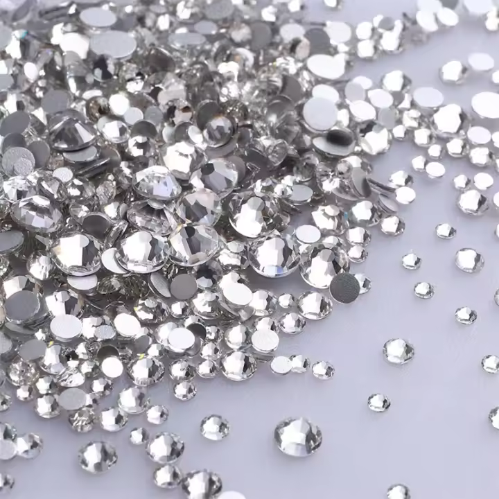1440Pcs Cristales De Vidrio AB Para Arte De Uñas DIY Tamaños Mixtos Adhesivo Negro Rhinestones Redondos Para Decoración De Uñas - 1