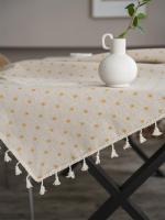Mantel De Lino Y Algodón Con Estampado De Margarita Bohemia Para Fiesta Y Picnic En La Cocina 1PC Mantel De Frangeado Estilo Farmhouse - details 0