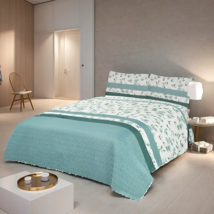 Zimmy Colcha Bouti Reversible Bicolor de Microfibra Ultra Suave - Confortable y Ligera, Ideal para Primavera, Verano y Entretiempo - Incluye Funda de Cojín a Juego - Disponible en Varios Colores y Tamaños para Cama Individual y Matrimonial - 1