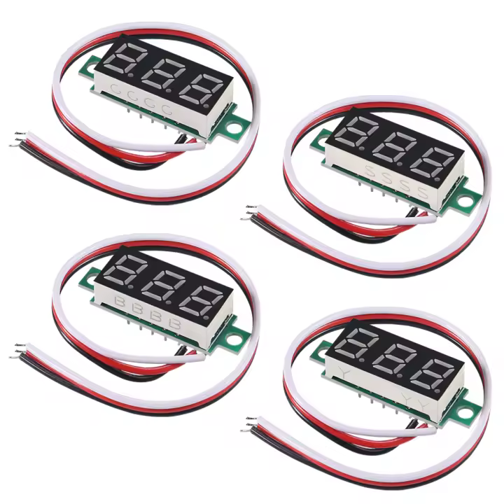 4pcs Mini Voltímetro Digital 0-100V Con Pantalla LED De 0.28 Pulgadas Medidor De Voltaje Regulador De Corriente Tipo Integrated Circuits - 1
